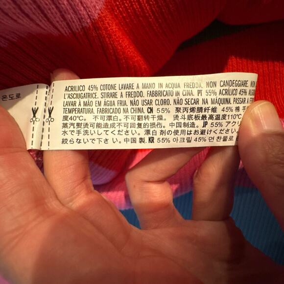 English Factory Size Medium Striped Rainbow Knit MIDI Dress Bodycon PRIDE Slit - Picture 10 of 10